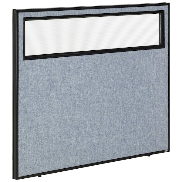 Global Industrial 48-1/4W x 42H Office Partition Panel with Partial Window, Blue 694755WBL - main